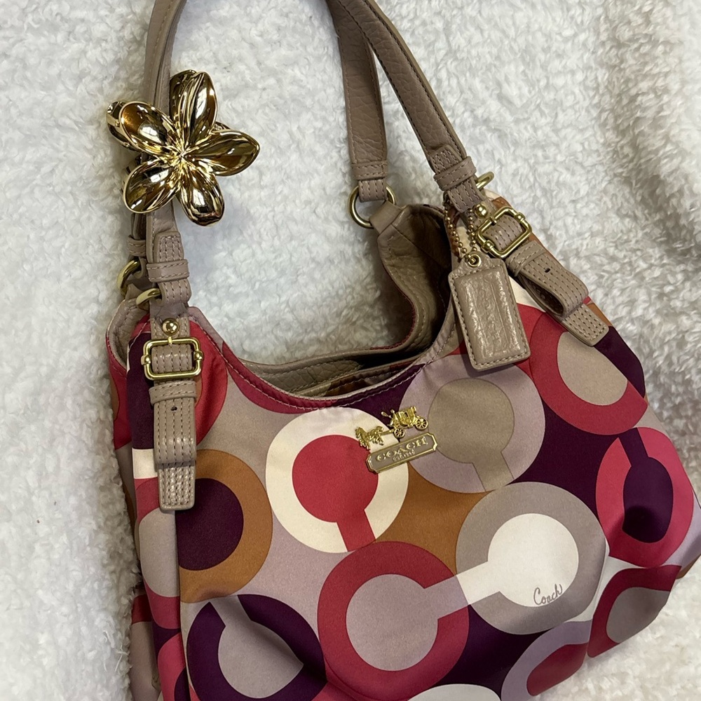 COACH MADISON OP ART CHERRY MULTI MAGGIE VINTAGE BAG